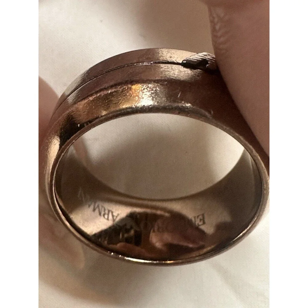 Emporio Armani Ring Stainless Steel Brown Rose Gold NEW SZ 8.5 US Mens/Womens